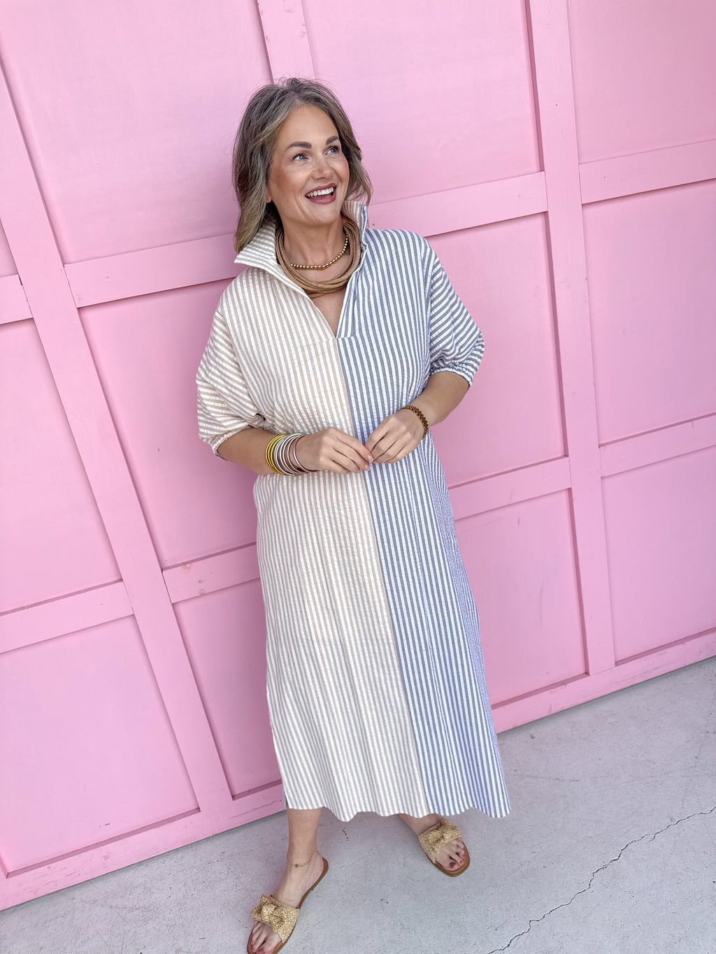 Adrienne | Blakely Dress - Almond/Brown
