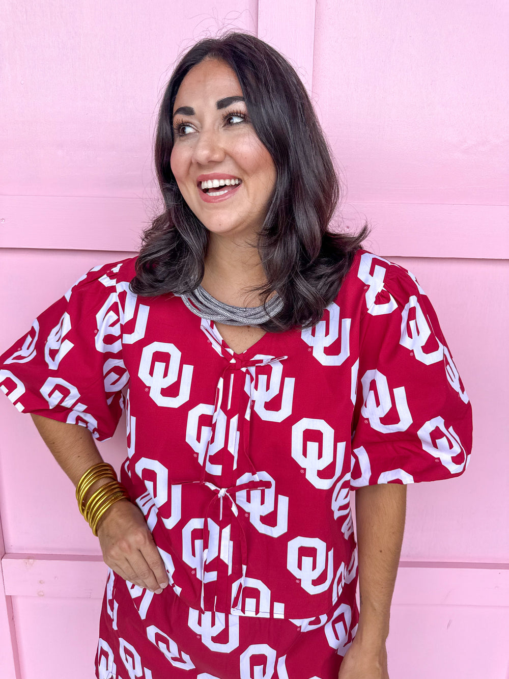 Stewart Simmons | Poplin Puff Sleeve Top - Oklahoma®