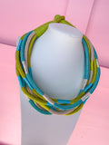 Multi Strand Slub Rope Necklace - Citrus/Turquoise