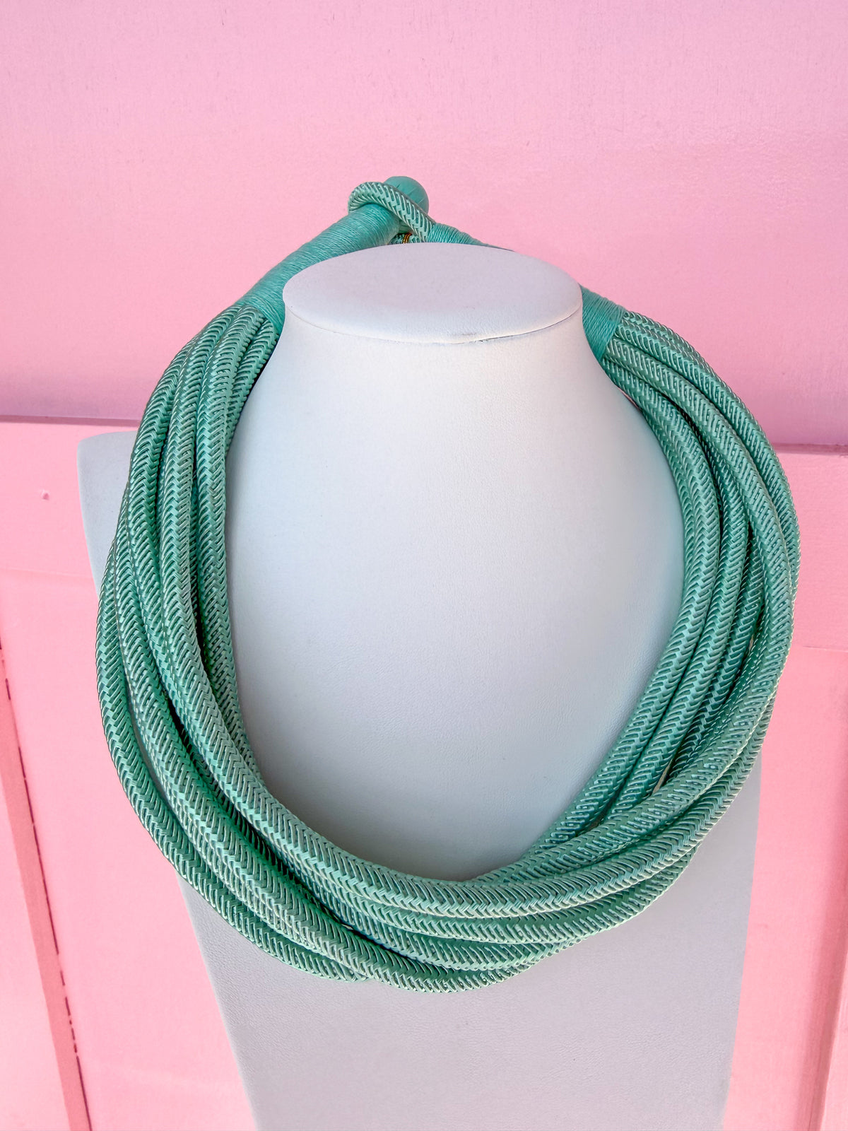Multi Strand Slub Rope Necklace - Mint