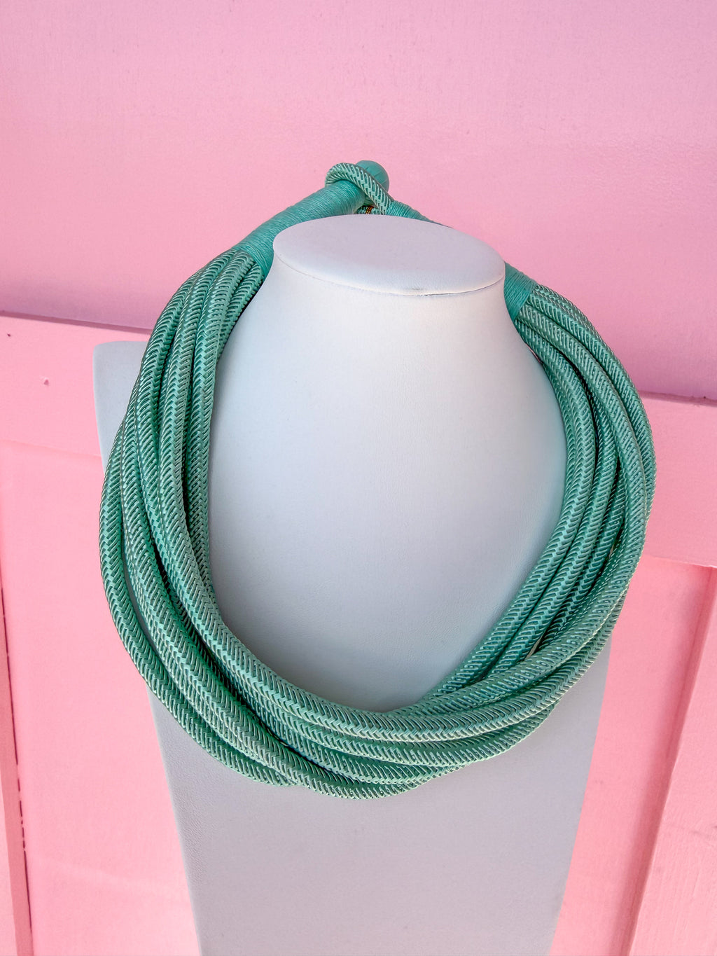 Multi Strand Slub Rope Necklace - Mint
