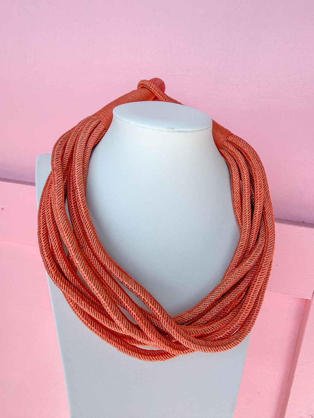 peach multi strand slub necklace womens boutique jincy's