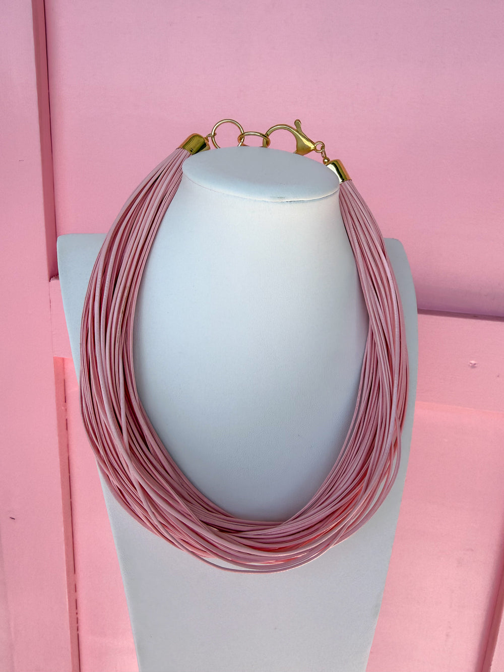 Leatherette Multi Strand Necklace - Blush
