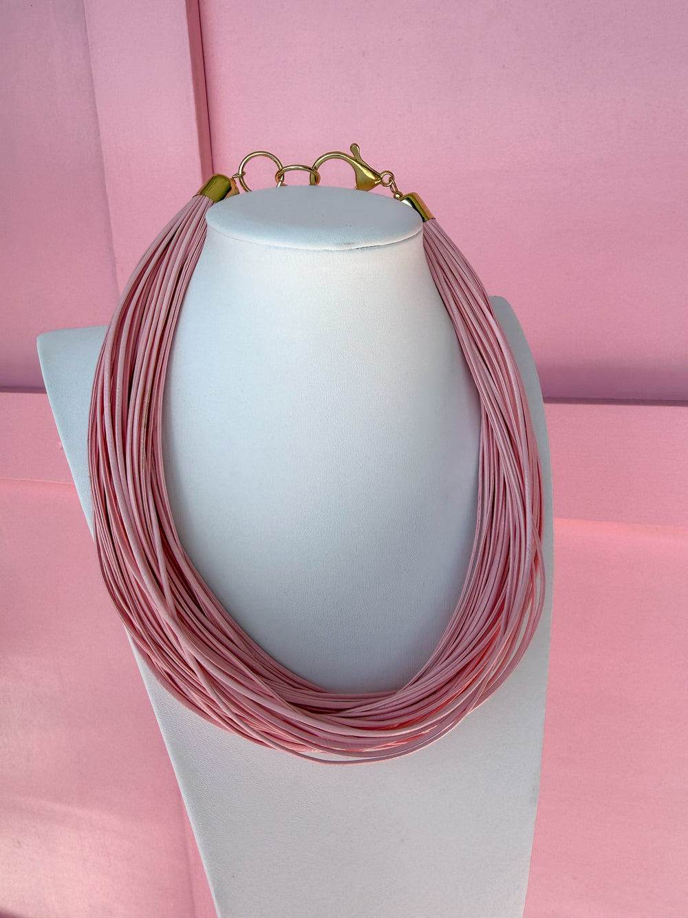 Leatherette Multi Strand Necklace - Blush