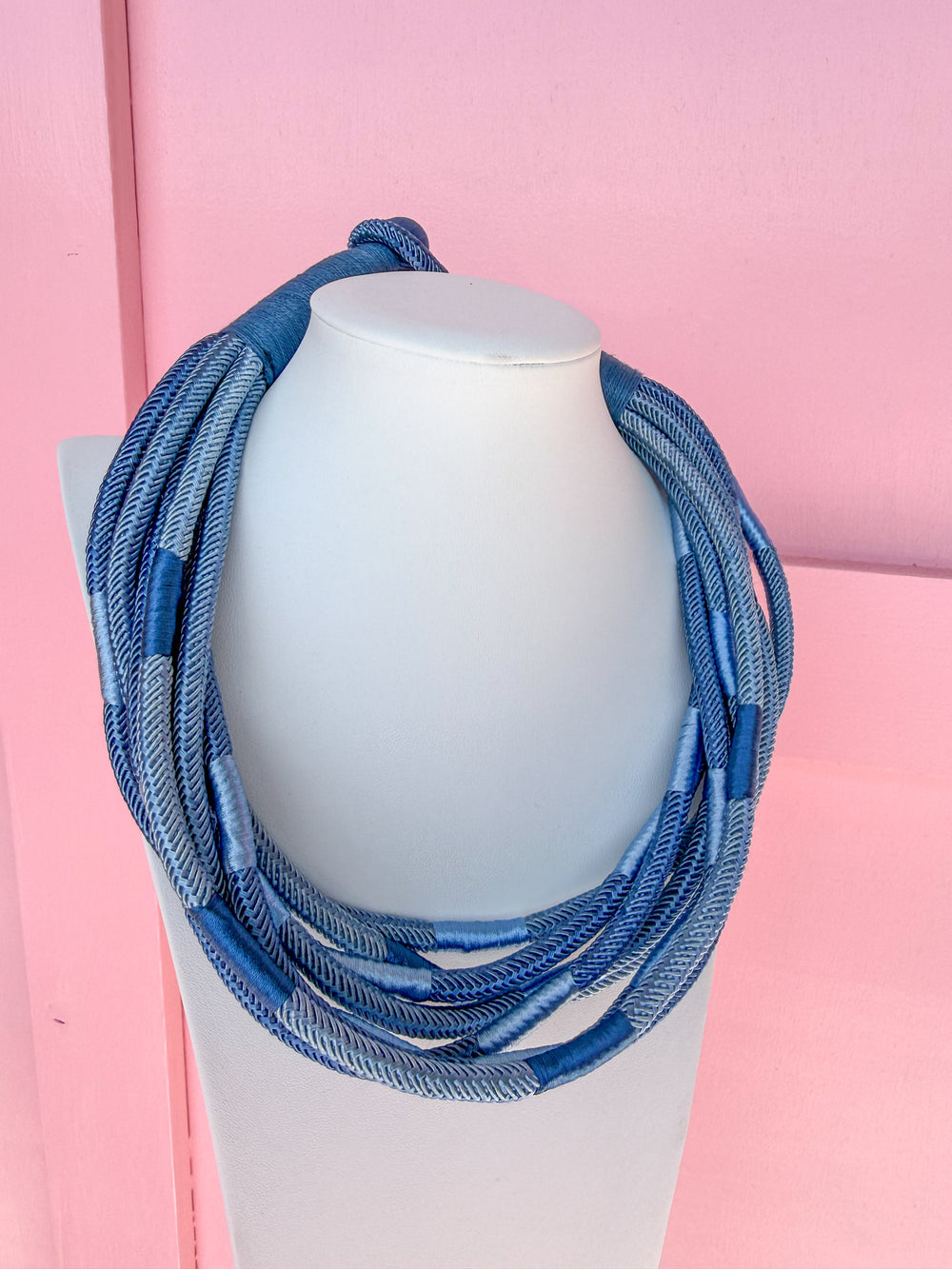 Multi Strand Slub Rope Necklace Cobalt/Blue womens boutique jincy's