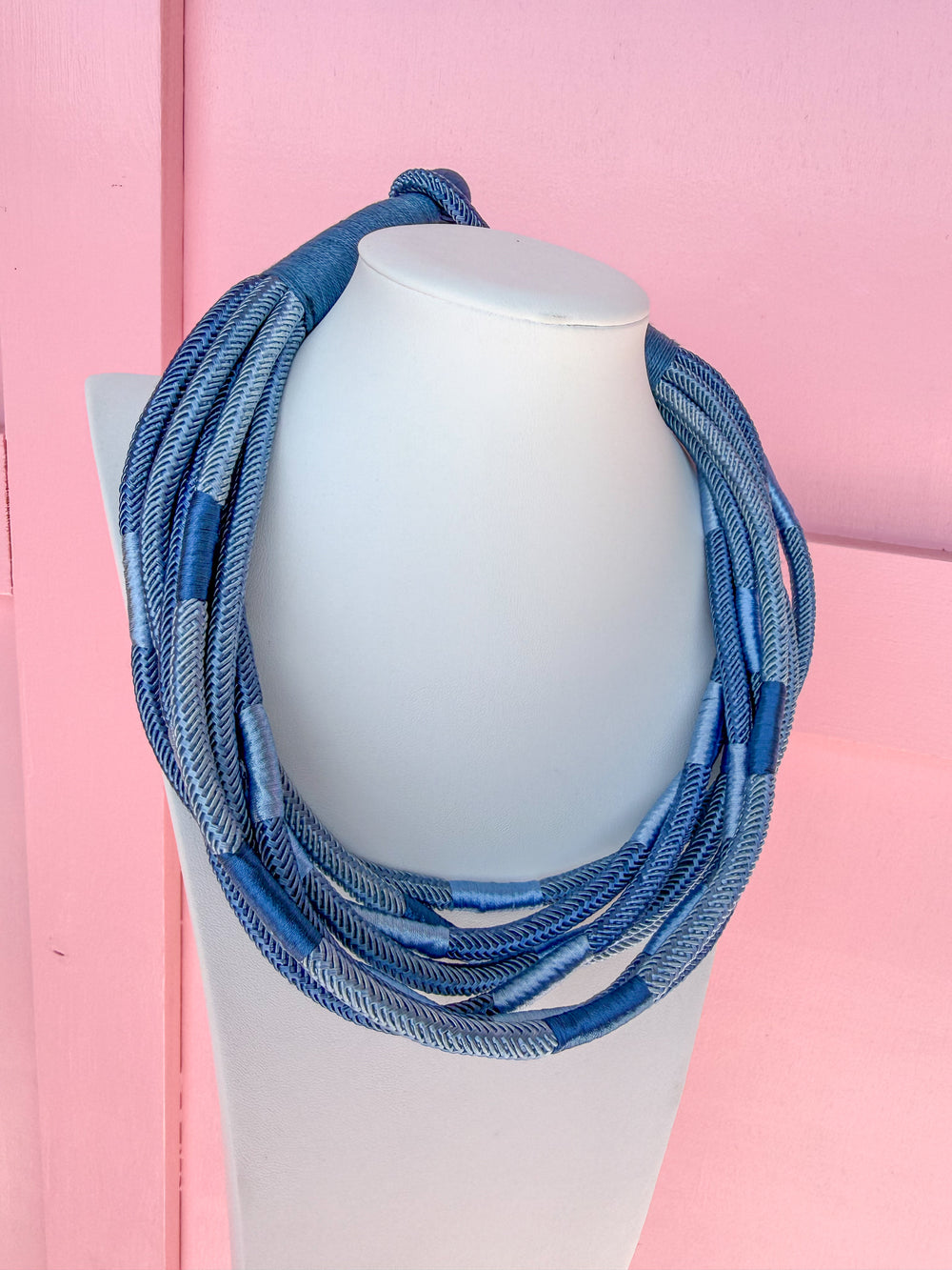 Multi Strand Slub Rope Necklace Cobalt/Blue womens boutique jincy's