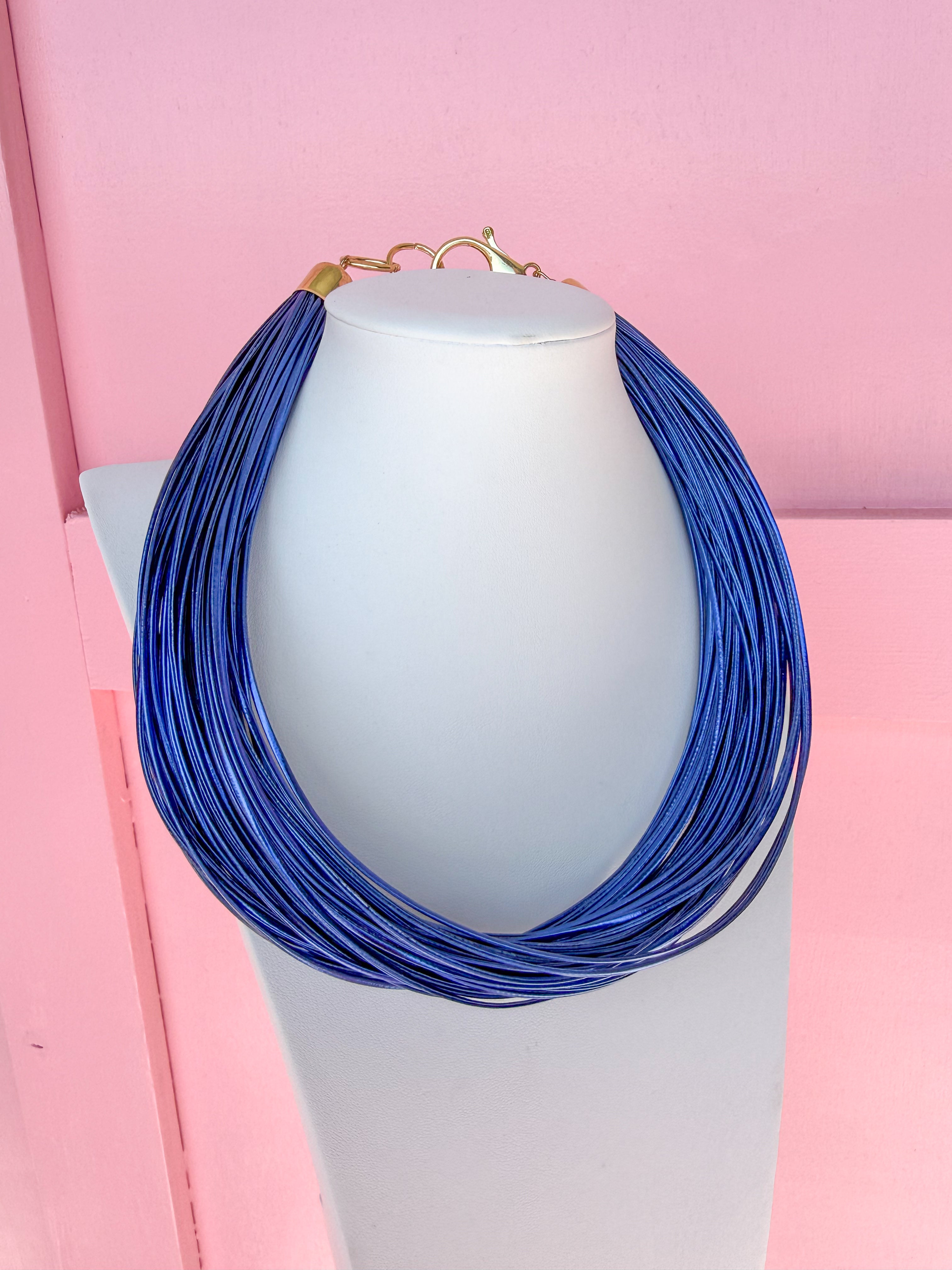 Leatherette Multi Strand Necklace - Royal Blue