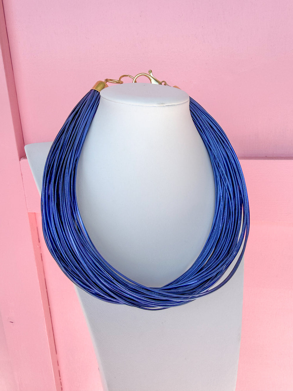 Leatherette Multi Strand Necklace - Royal Blue