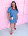 denim puff sleeves button front mini length womens boutique jincy's 
