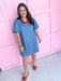 denim puff sleeves button front mini length womens boutique jincy's 