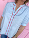 Mary Square Elaine Top Light Blue red ric rac puff sleeves womens boutique jincy's
