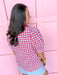 Mary Square Elaine Top Red/Blue/White Gingham button up puff sleeves womens boutique jincy's