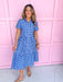 Mary Square Jema Dress Navy Mix Gingham blue white tiered short sleeves button front womens boutique jincy's