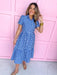 Mary Square Jema Dress Navy Mix Gingham blue white tiered short sleeves button front womens boutique jincy's