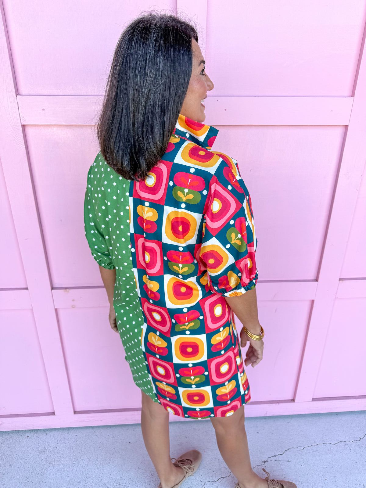 ADRIENNE | Charlotte Dress - Vintage Pop/Forest Polka Dot