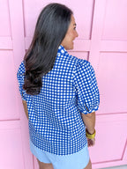 Mary Square Tricia Top navy white pop collar puff sleeves womens boutique jincy's