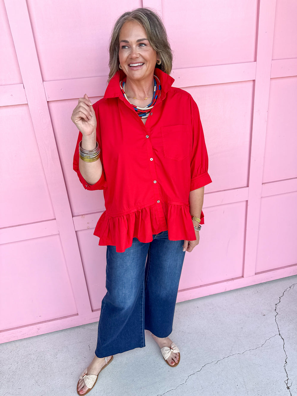 Ruffle & Ready Top - Red