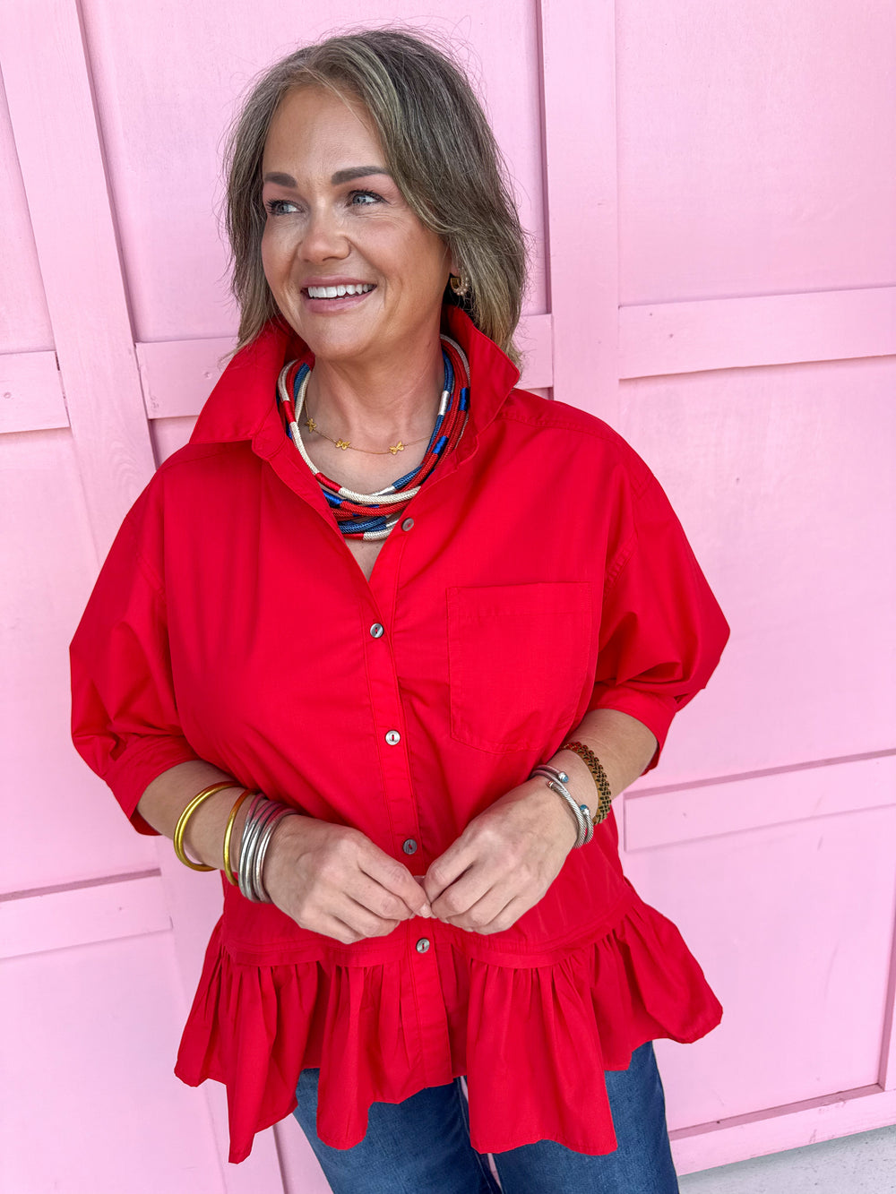 Ruffle & Ready Top - Red
