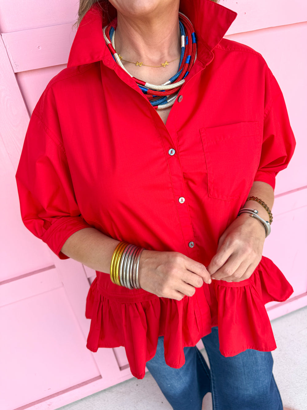 Ruffle & Ready Top - Red