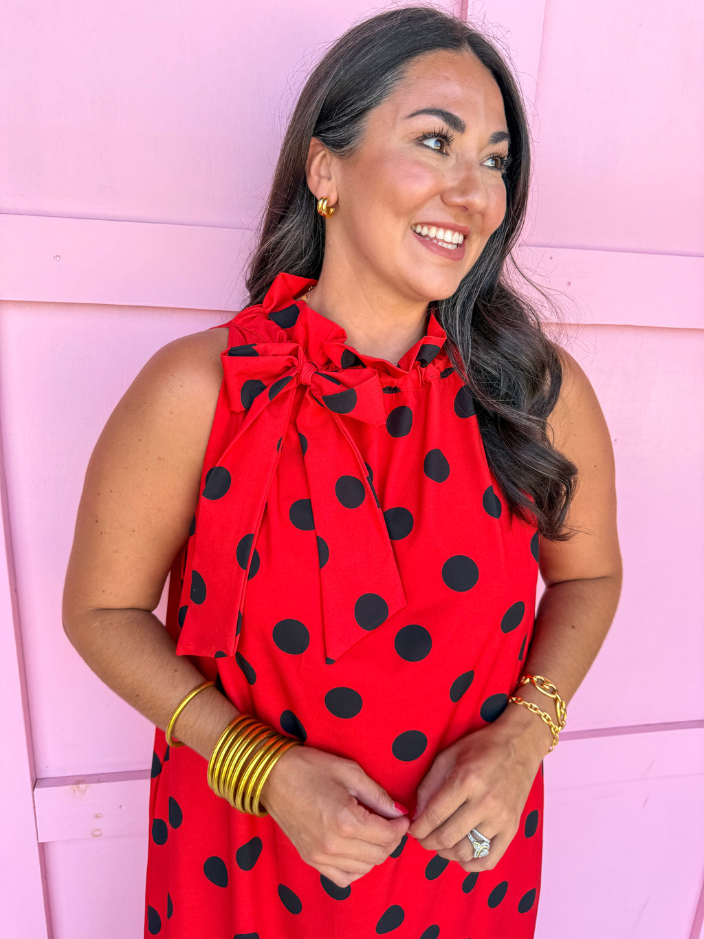 Polka Dot Pretty Dress - Red/Black