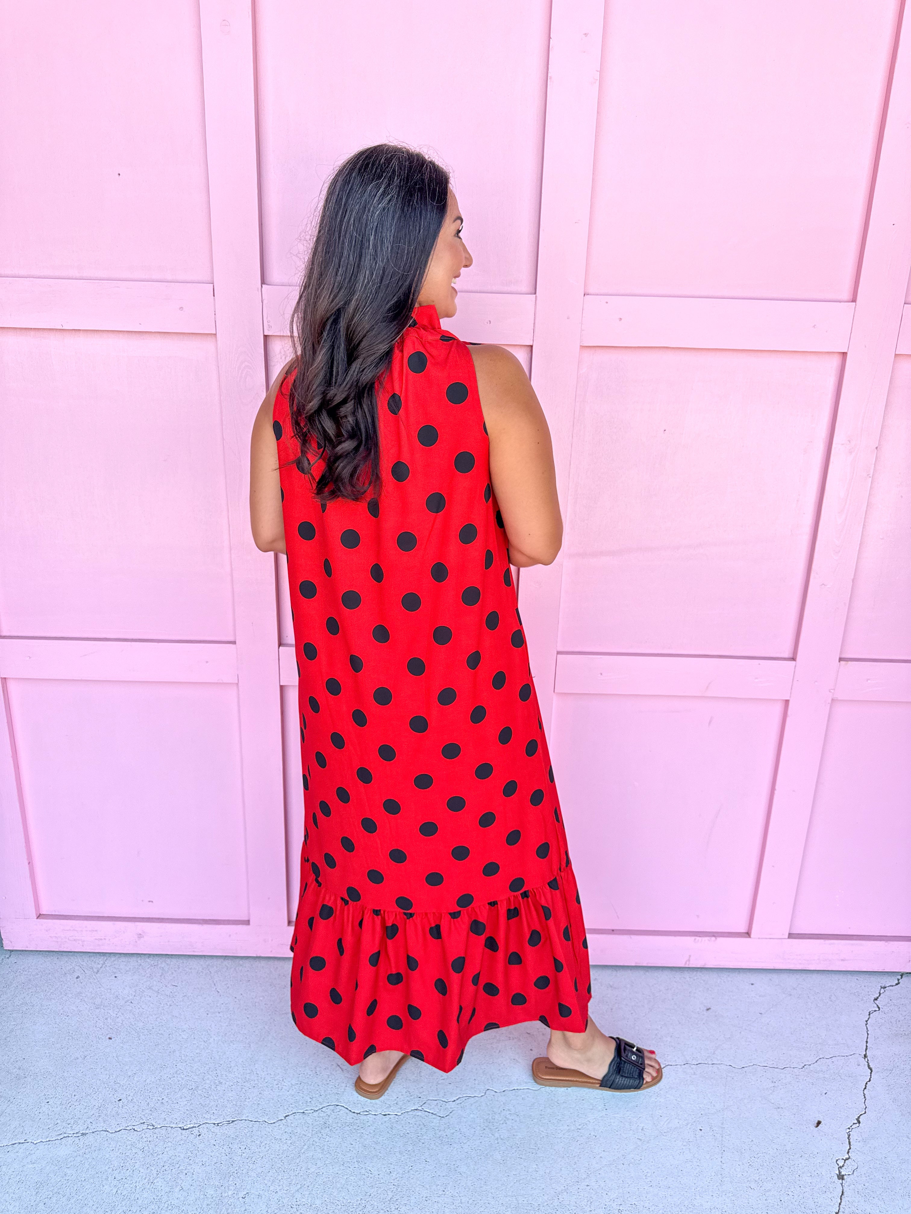 Polka Dot Pretty Dress - Red/Black