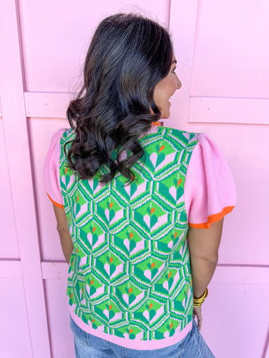 womens boutique sweater top short sleeve lightweight pink greens orange jincy's 