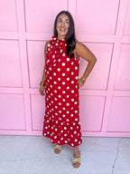Polka Dot Pretty Dress - Crimson/White