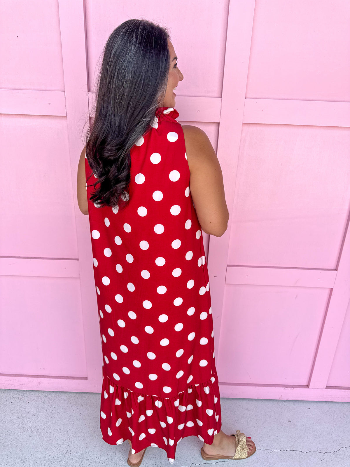 Polka Dot Pretty Dress - Crimson/White