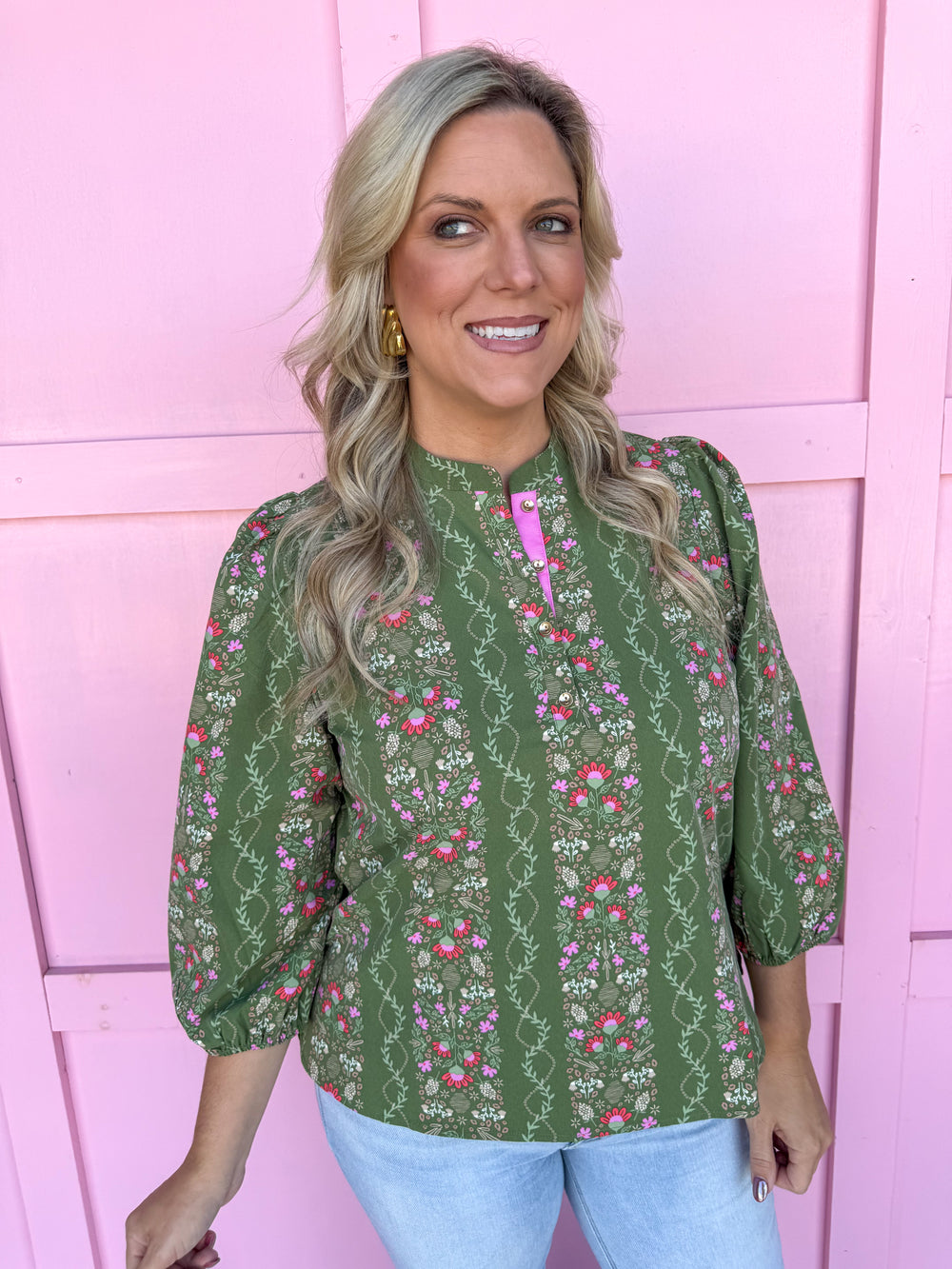 Jincy's Women's Boutique Lia Top in Ivy Lane Vineyard Mary Square plus