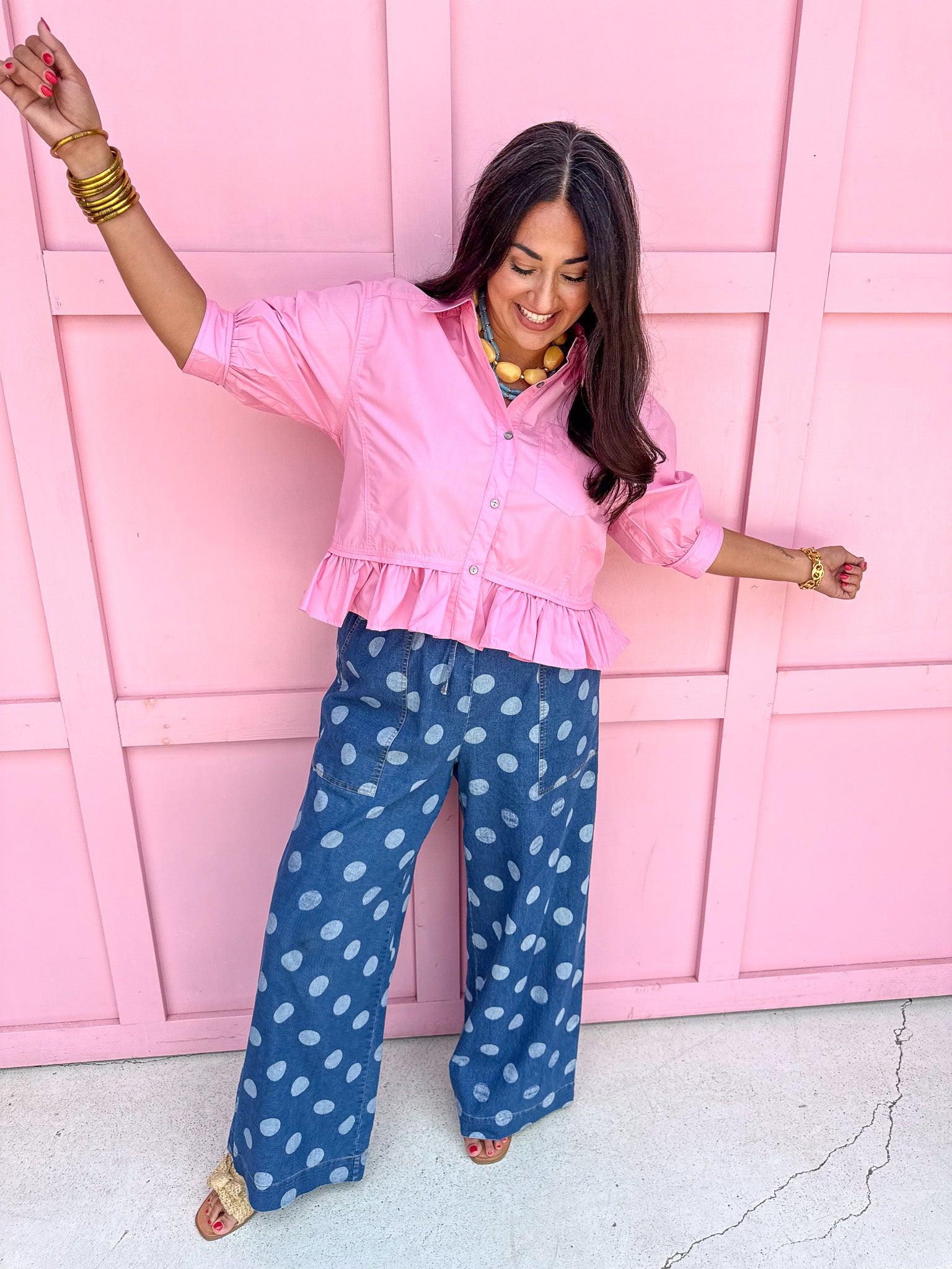 JINCY'S | Polka Dot Pants - Medium Wash - PREORDER