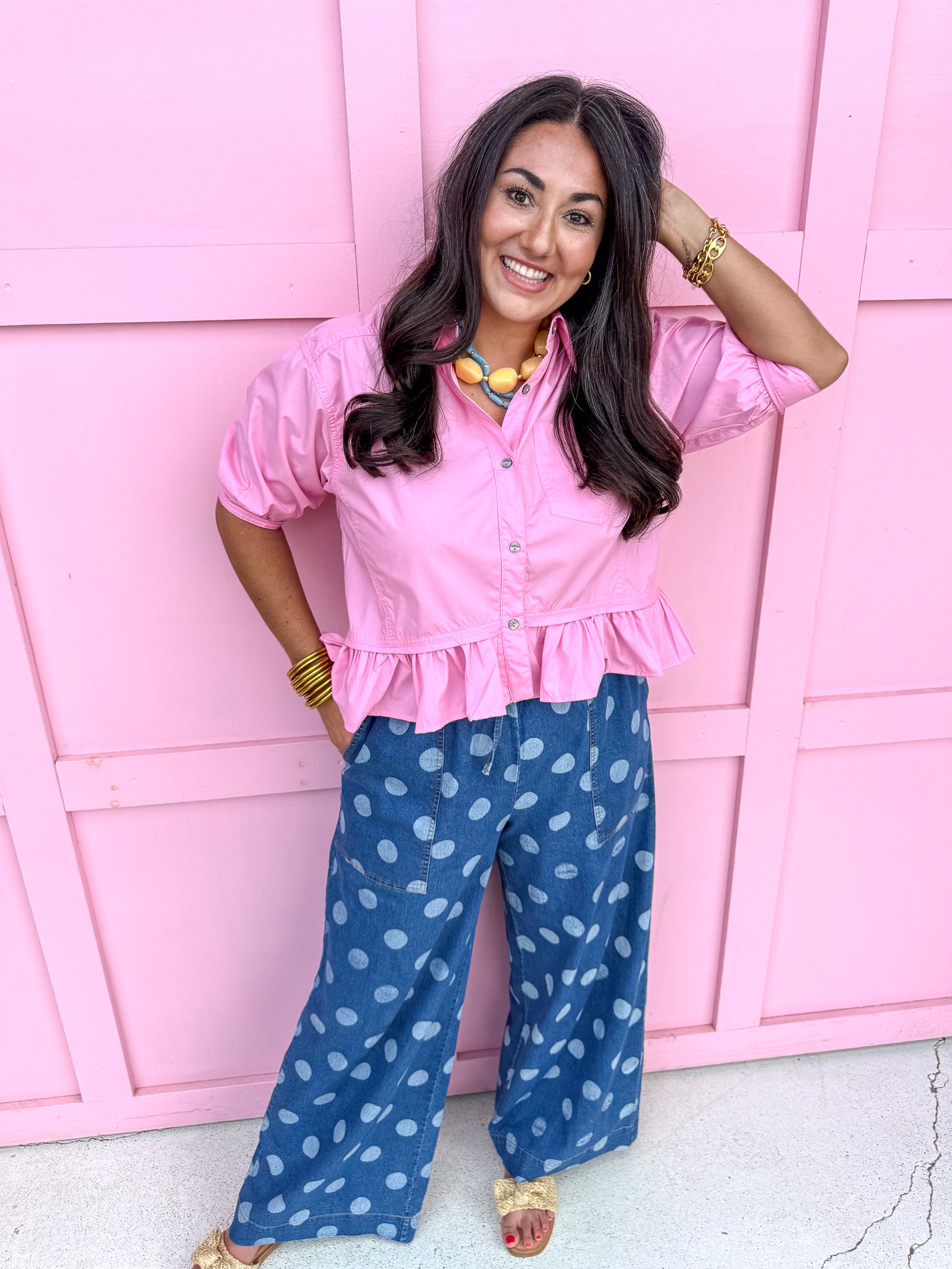 JINCY'S | Polka Dot Pants - Medium Wash - PREORDER