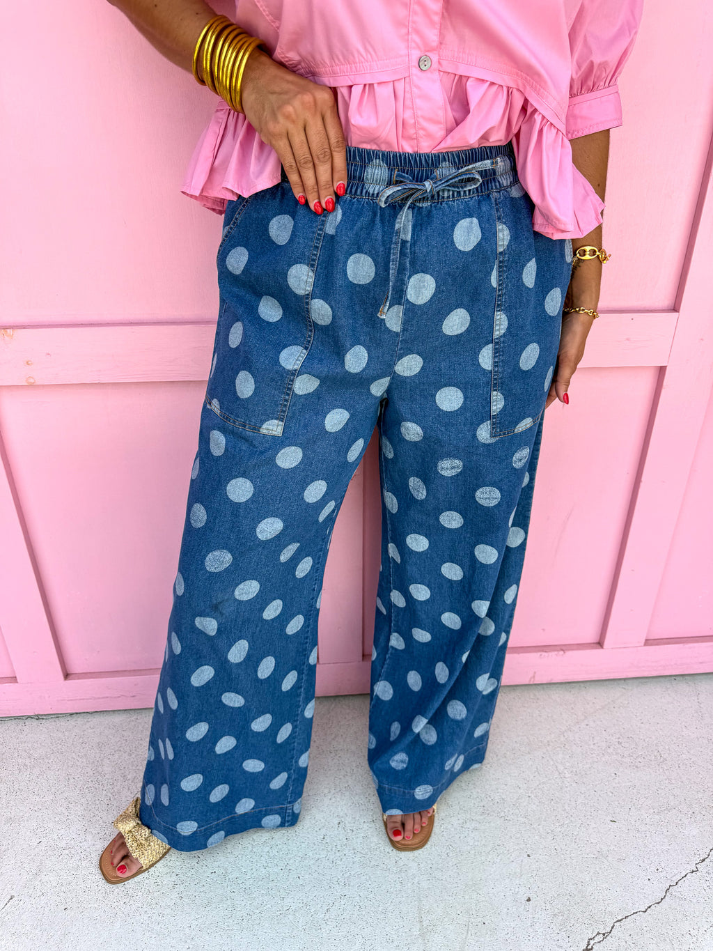 JINCY'S | Polka Dot Pants - Medium Wash - PREORDER