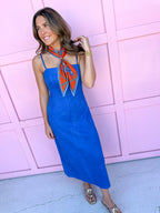 Suede Midi Dress - Blue