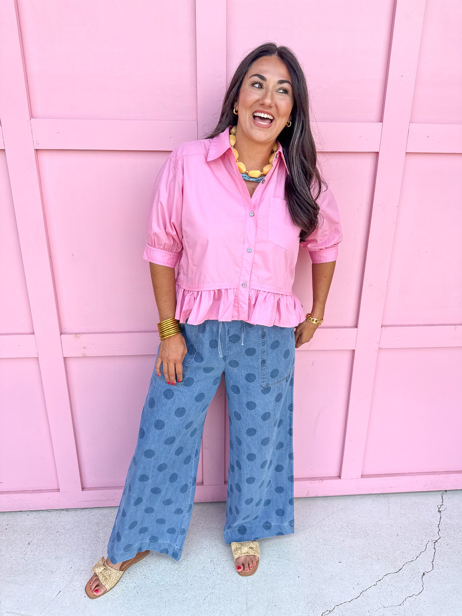 JINCY'S | Polka Dot Pants - Light Wash - PREORDER
