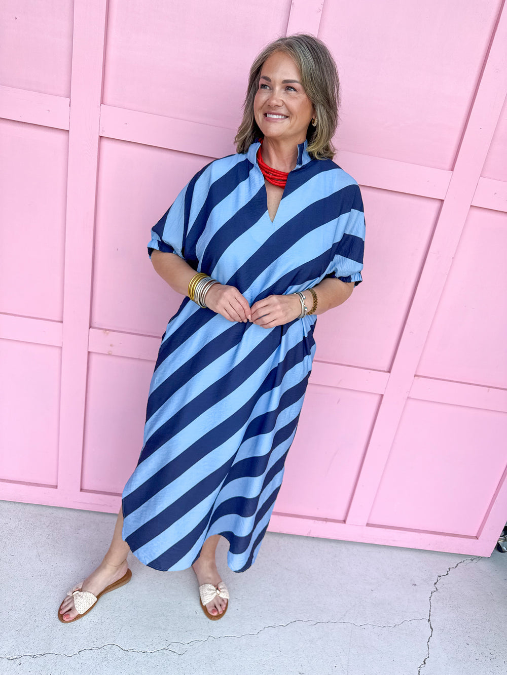 Spring Swirl Dress - Navy