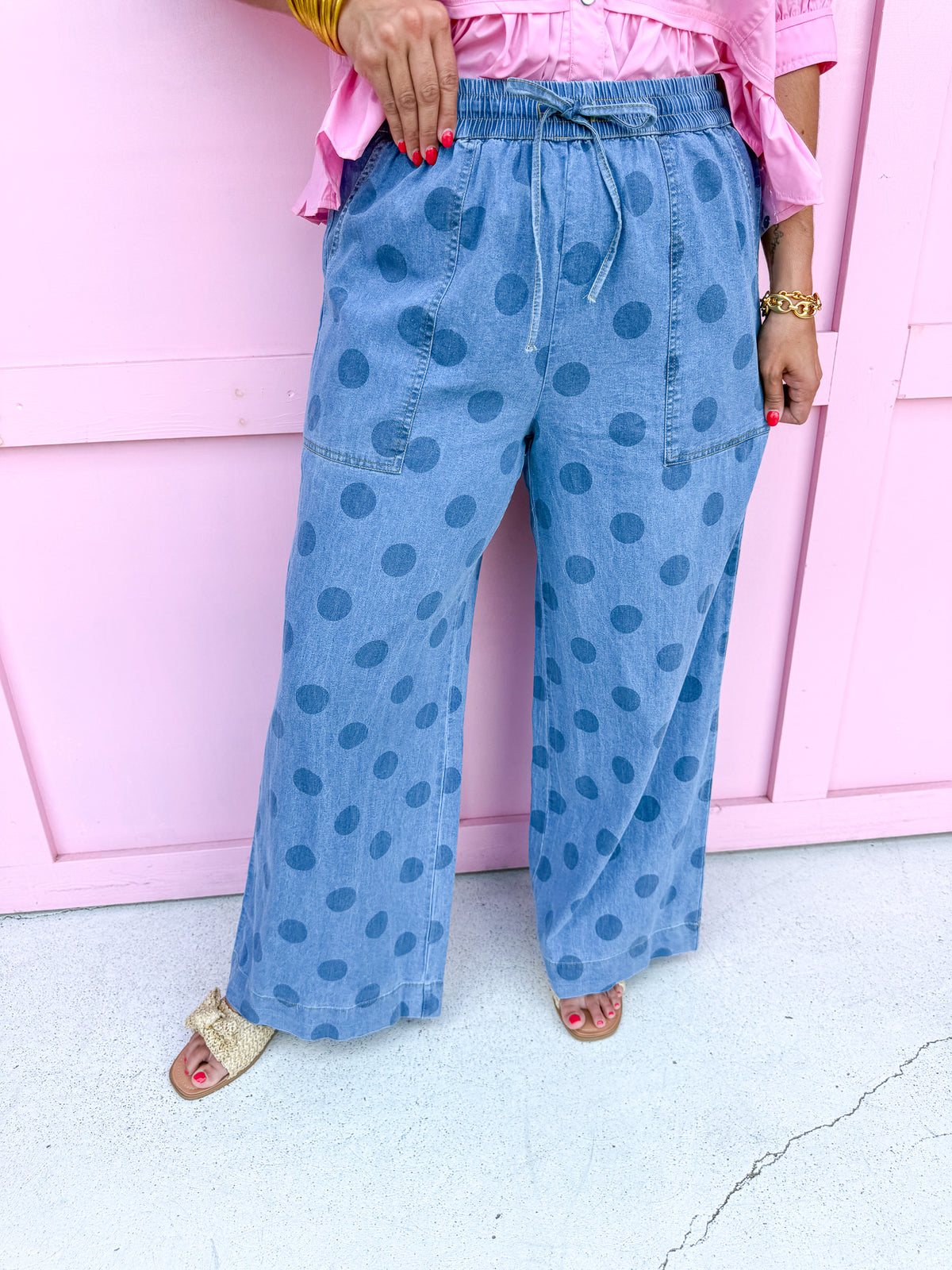 JINCY'S | Polka Dot Pants - Light Wash - PREORDER