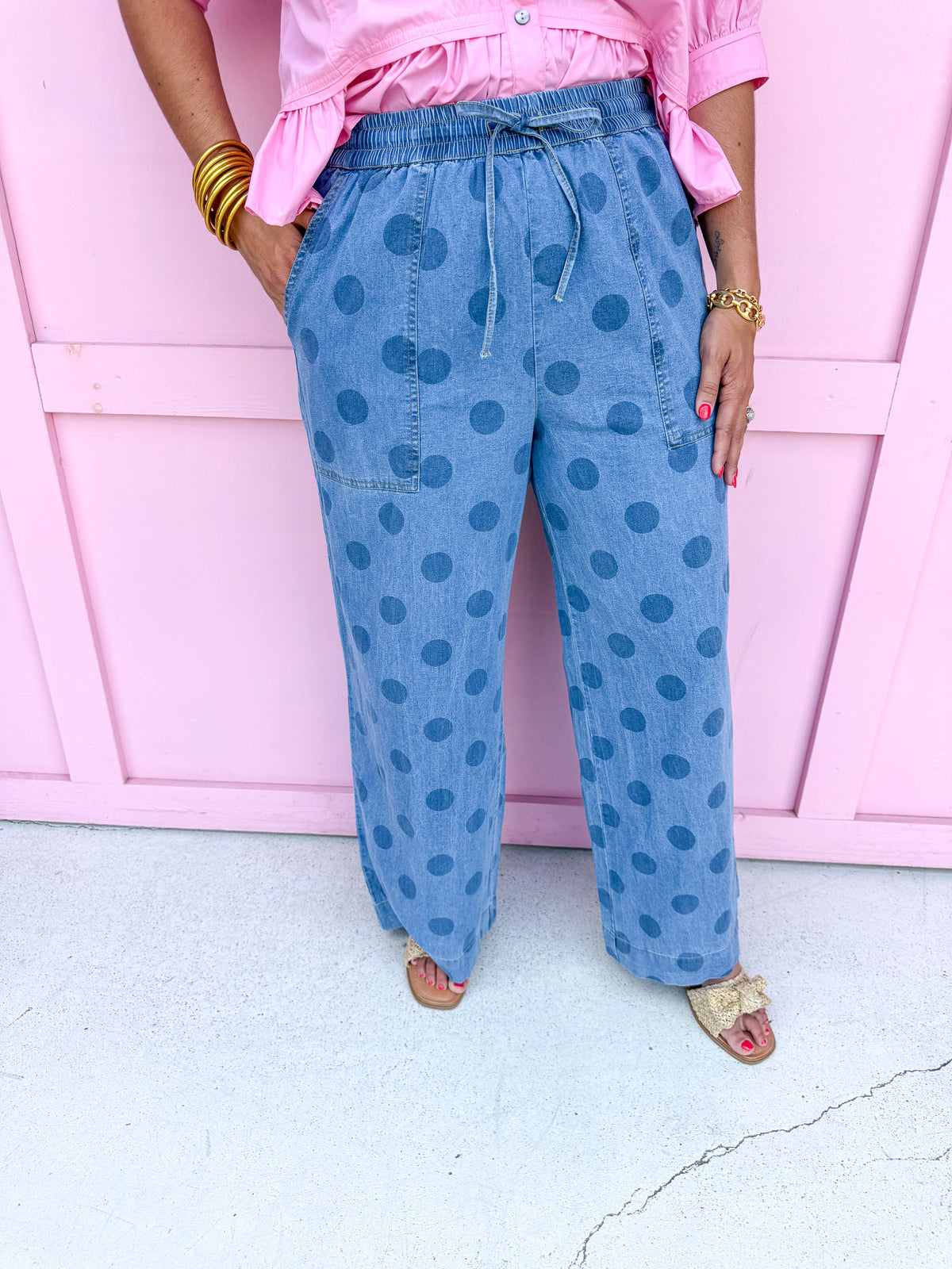 JINCY'S | Polka Dot Pants - Light Wash - PREORDER