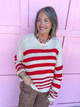 Stripe Society Sweater - Red