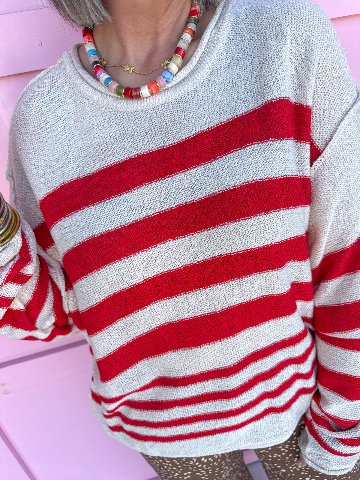 Stripe Society Sweater - Red