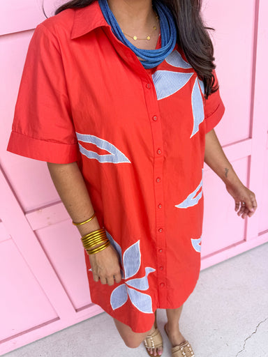 womens boutique dress red white blue button front flowers short sleeve midi jincy's plus size
