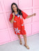 womens boutique dress red white blue button front flowers short sleeve midi jincy's plus size