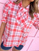 womens boutique plaid button front mini puff sleeves tie neck womens boutique jincy's