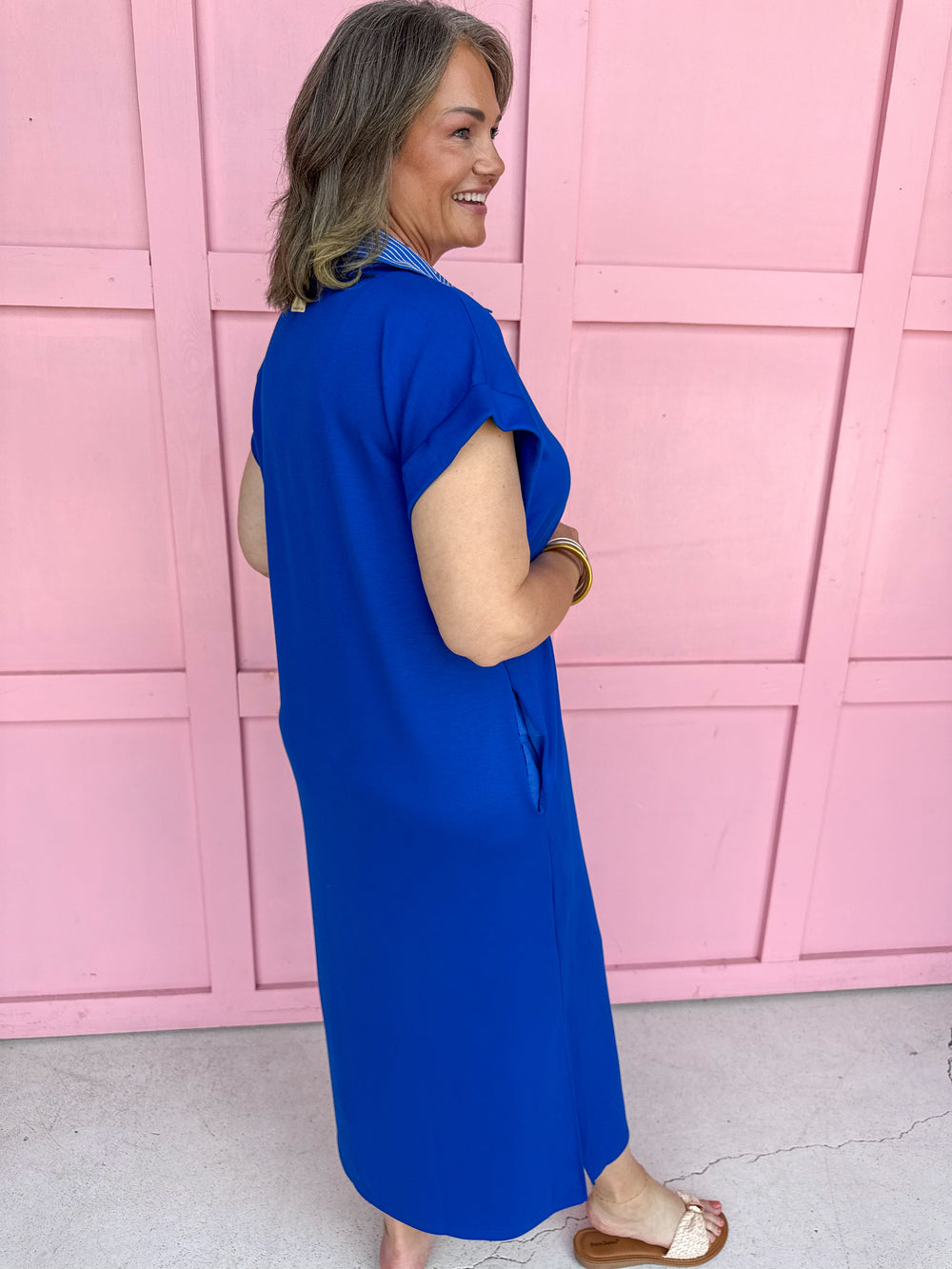 Embroidered Collar midi length side slit light weight womens boutique jincy's