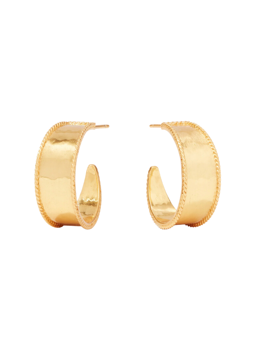 Julie Vos Savoy Hoop Gold Post Back Hammered Gold Lightweight Statement Hoop Everyday Hoop Earring Women's Jewelry Accessory Gift Jincy's