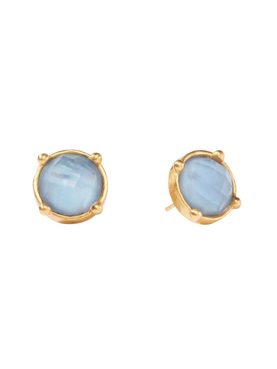 Julie Vos Honey Stud Iridescent Chalcedony Blue Light Blue Pale Blue Stud Earring Post Back Gold Women's Accessory Jewelry Gift Jincy's