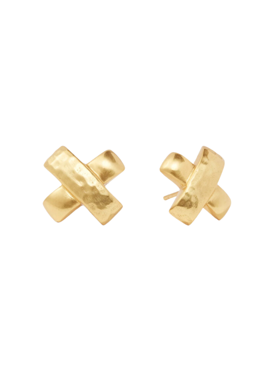 Julie Vos Catalina X Stud Statement Earring Post Back Hammered Gold Women's Accessory Jewelry Gift Jincy's
