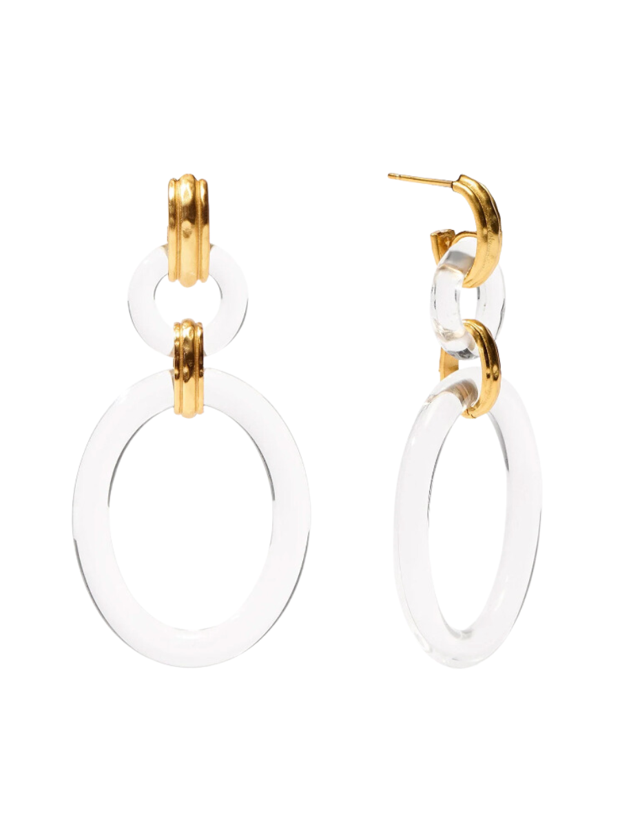 JULIE VOS | Madison Link Earring - Gold & Clear Acrylic