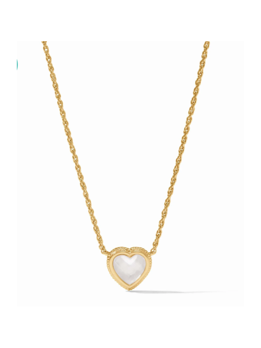 JULIE VOS | Heart Delicate Necklace - Iridescent Clear Crystal