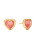 Julie Vos Heart Stud Iridescent Blush Pink Heart Earring Pink Bright Pink Heart Stone Gold Women's Accessory Jewelry Gift Jincy's