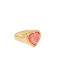 Julie Vos Heart Signet Ring Iridescent Blush Pink Statement Ring Pink Light Pink Bright Pink Heart Stone Gold Women's Accessory Jewelry Gift Jincy's